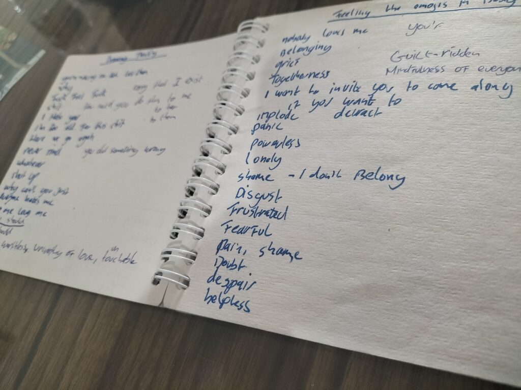 Image of a notebook with notes.